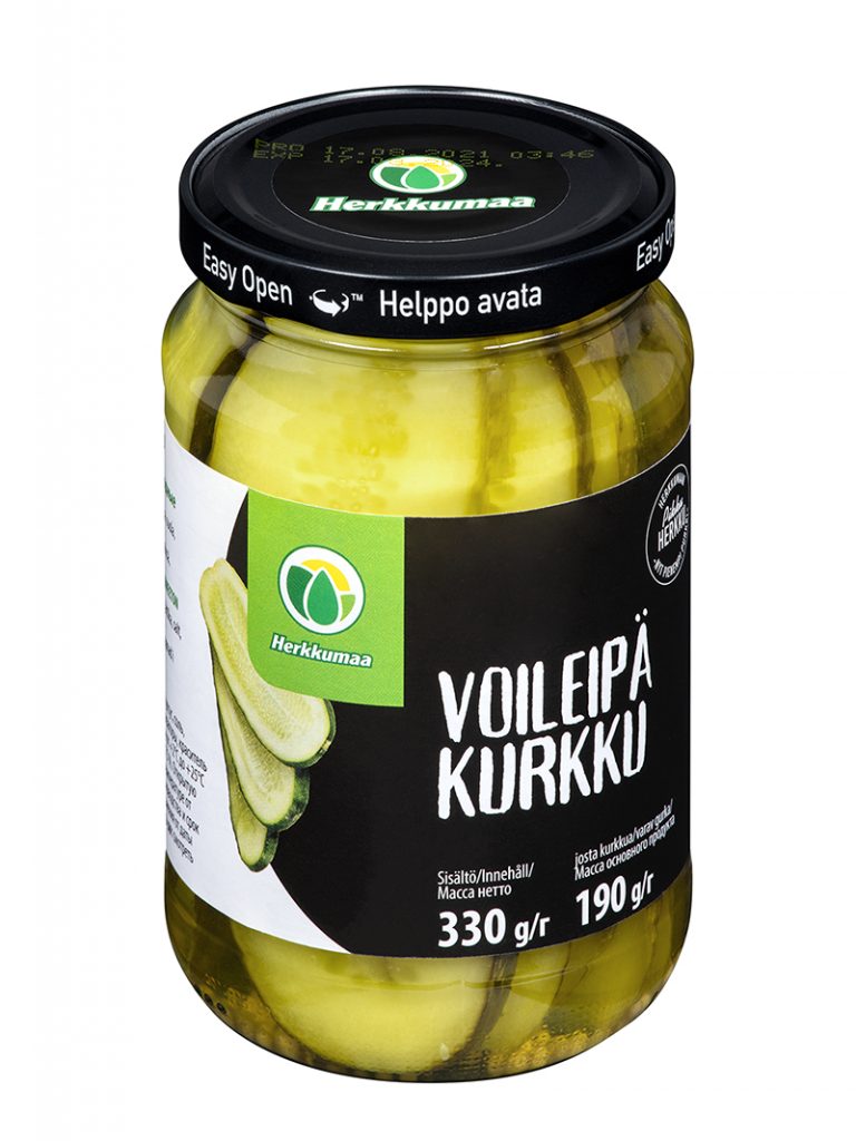 Herkkumaan Voileipäkurkku 330 g pienessä lasipurkissa