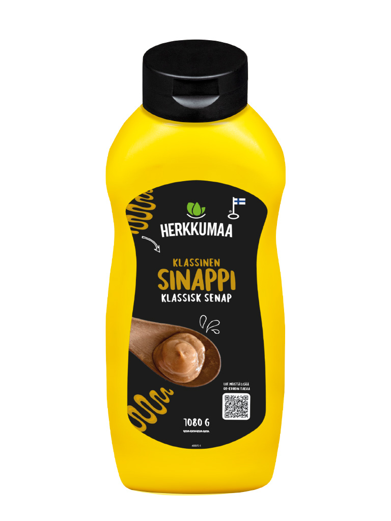Herkkumaan klassinen sinappi 1080 gramman muovipullossa